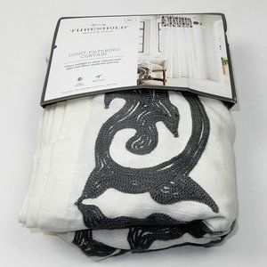 Threshold Gray Embroidered Scroll Curtain 54"x84"